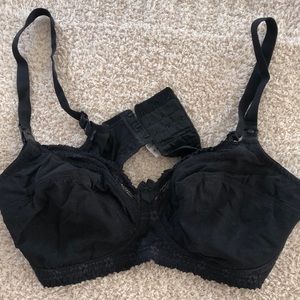 Black Nursing Bra with lace detail 36D